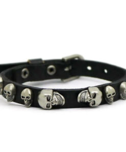 Skull bracelet leather gothic