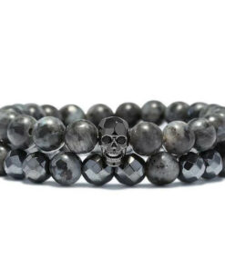 Inner Peace Grey Skull Bracelet (Beads)