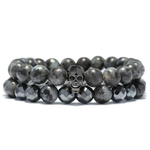 Inner Peace Grey Skull Bracelet (Beads)