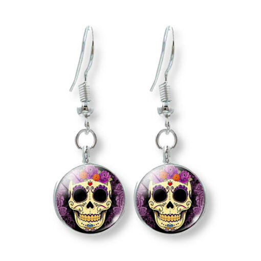 skull earrings sugar skull santa muerte